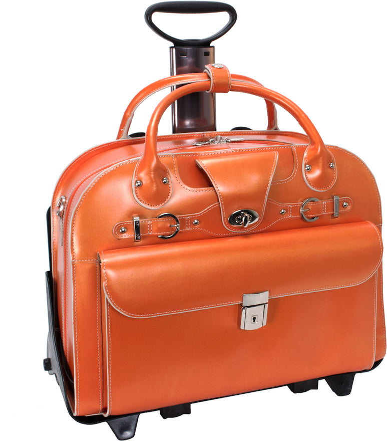 McKlein W Series Roseville Leather FlyThrough Wheeled Ladies Briefcase - Luggage Factory
