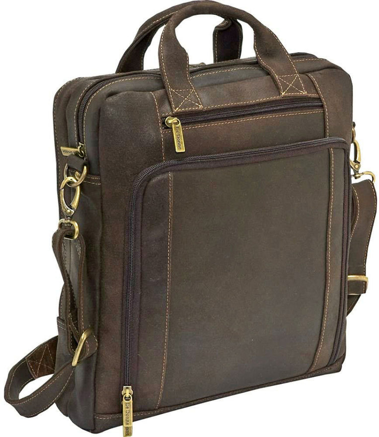 LeDonne Leather Distressed Vertical Laptop Brief