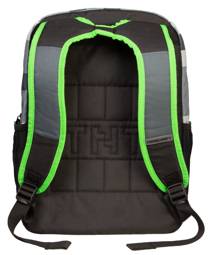 JINX Minecraft Creepy Creeper Kids School Backpack, Gray, 17"