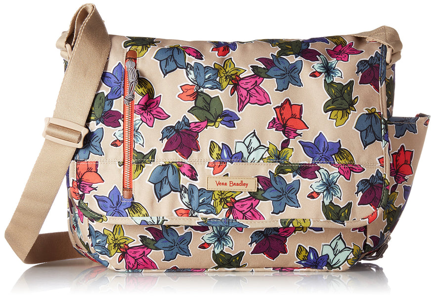 Lighten Up Laptop Messenger Messenger Bag, Falling Flowers Neutral, One Size