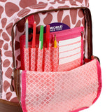 J World New York Sunrise 18-inch Rolling Backpack - Pink Zulu Designer Print Polyester Checkpoint-Friendly Adjustable Strap Lined Water Resistant