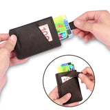 NewBring Slim Leather Wallet Men Credit Card & ID Holders Compact Mini Purse Cash Women Card Holder Sleeve Purse Blue Black