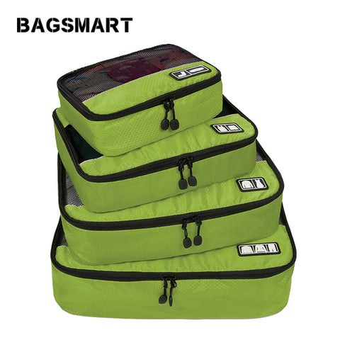 BAGSMART New Breathable Travel Bag 4 Set Packing Cubes Luggage Packing Organizers Weekend Bag