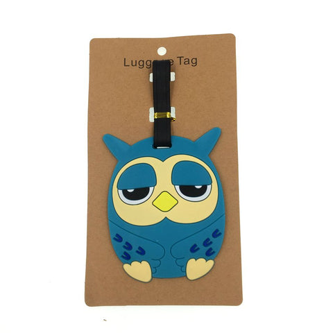 Cartoon Animal Owl Luggage Tag Travel Accessories Silica Gel Suitcase ID Address Holder Baggage