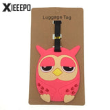 Cartoon Animal Pink Owl Luggage Tag Travel Accessories Silica Gel Suitcase ID Address Holder