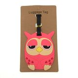Cartoon Animal Pink Owl Luggage Tag Travel Accessories Silica Gel Suitcase ID Address Holder