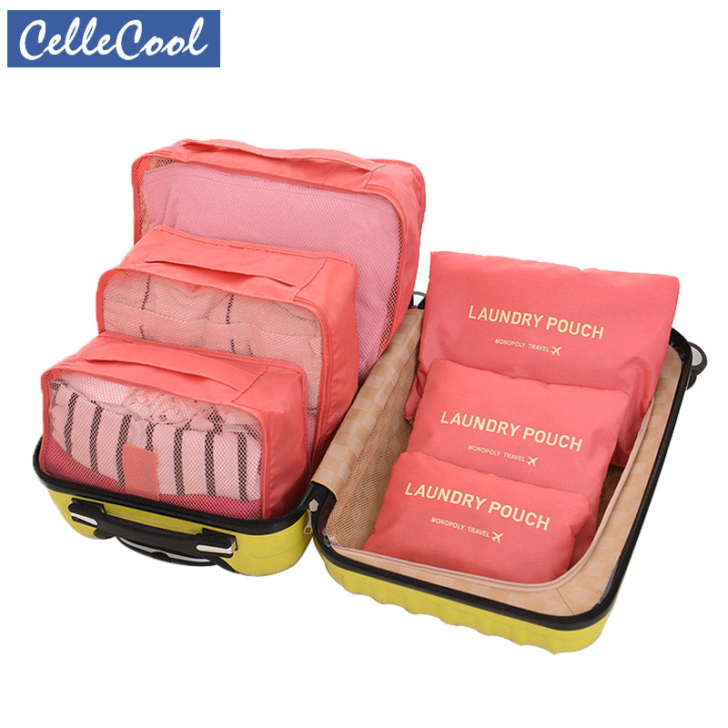 CelleCool 6PCS/Set Oxford Cloth Travel Mesh Bag In Bag High Quality Luggage Organizer Packing