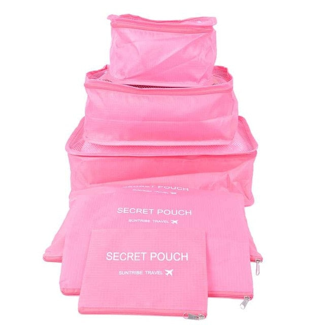 Cosmetic Bag 6pcs In One Set Large Travelling Storage Bag Luggage Clothes Tidy Organizer Pouch
