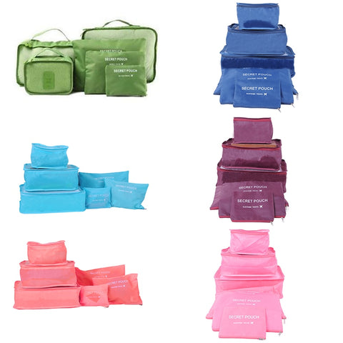 Cosmetic Bag 6pcs In One Set Large Travelling Storage Bag Luggage Clothes Tidy Organizer Pouch