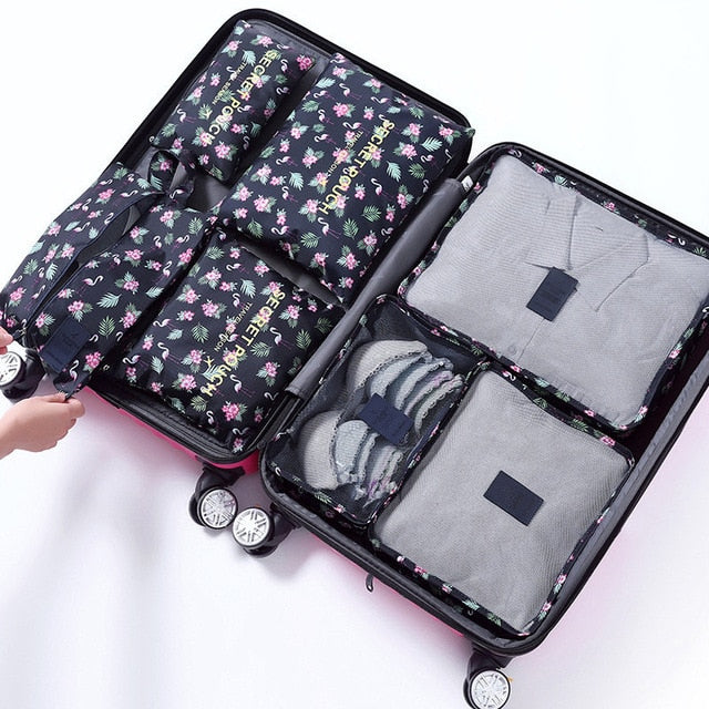 Do Not Miss 7pcs/set travel luggage organizer bag Waterproof women Clothing cosmetic arrange
