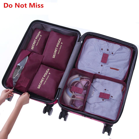 Do Not Miss 7pcs/set travel luggage organizer bag Waterproof women Clothing cosmetic arrange