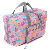 Foldable Travel Bag Women Large Capacity Portable Shoulder Duffle Bag Cartoon Printing Waterproof Weekend Luggage Tote