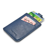 NewBring Slim Leather Wallet Men Credit Card & ID Holders Compact Mini Purse Cash Women Card Holder Sleeve Purse Blue Black