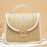Cyflymder Women Bag High-quality Pearl Bohemia Summer Girl Bag Pastoral Wind Woven Bag Retro Hand-held Straw Bag Fashion Sidebag
