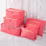 High Quality 6pcs/set Waterproof Cosmetic Bag Nylon Zipper Clothes Tidy Pouch Luggage Organizer