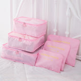 High Quality 6pcs/set Waterproof Cosmetic Bag Nylon Zipper Clothes Tidy Pouch Luggage Organizer