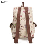 Backpack Women Cute Cat Printing Canvas