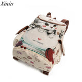 Backpack Women Cute Cat Printing Canvas