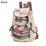 Backpack Women Cute Cat Printing Canvas