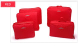 IUX 5 pcs/set Fashion Double Zipper Waterproof Polyester Men and Women Luggage Travel Bags