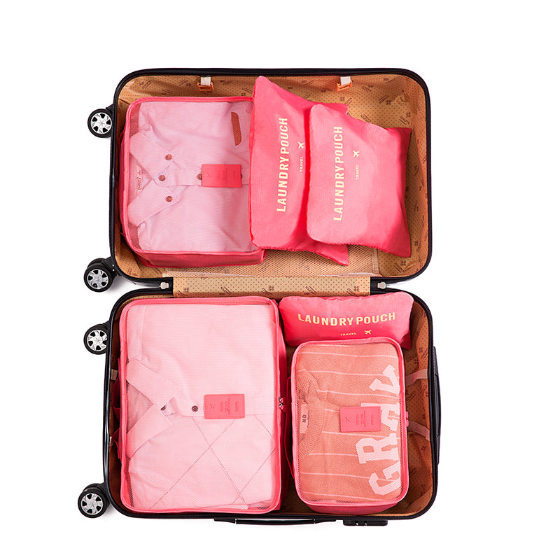 IUX 6pcs/set Fashion Men and Women Luggage Travel Bags Packing  Double Zipper Organizer