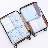JULY'S SONG 6PCs/Set Travel Bags Luggage Zipper Bag Portable Packing Organizer Waterproof Case