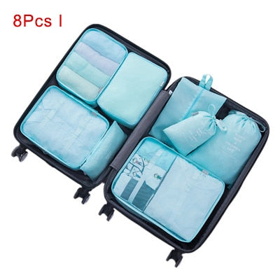 Mihawk Travel Bags Sets Waterproof Packing Cube Portable Clothing Sorting Organizer Luggage Tote