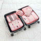 New Arrival 7pcs Travel Make Up Organizer Bag Set Multifunction Clothing Luggage Traveling