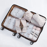 New Arrival 7pcs Travel Make Up Organizer Bag Set Multifunction Clothing Luggage Traveling