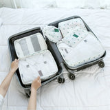 New Arrival 7pcs Travel Make Up Organizer Bag Set Multifunction Clothing Luggage Traveling