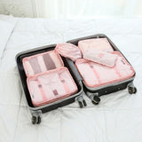 New Arrival 7pcs Travel Make Up Organizer Bag Set Multifunction Clothing Luggage Traveling