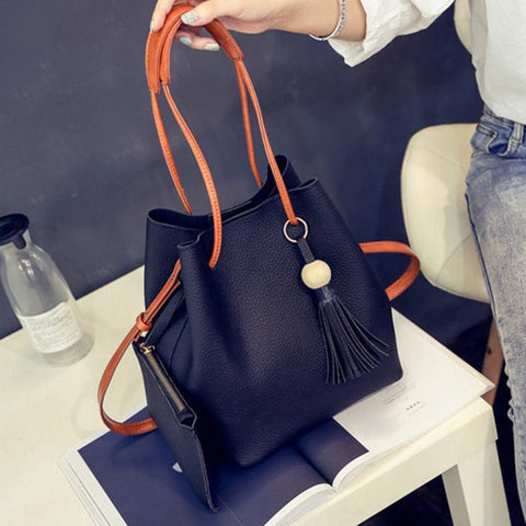 New Simple women small handbag girl Leisure Retro tassel tote bag high quality ladies shoulder