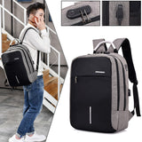 Backpack male USB charging backpack 14 inch computer bag business commuter password lock backpack big middle school students bag