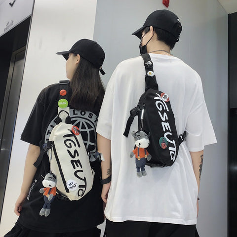INS tide brand chest bag male casual day shoulder small backpack female student tide Messenger bag 2021 new payment autumn