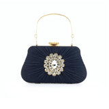 Hengmei Chaozhou factory direct supply fashion dinner bag ladies pleated craft rhinestone bag banquet wedding party bag