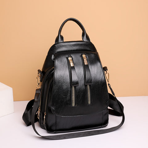 Women's Backpack PU Soft Leather Texture Casual Lightweight Shoulder Travel Bag Fashionable Simple Retro Commuter Bag