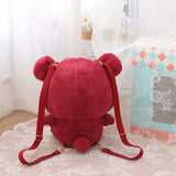 Cartoon Cute Strawberry Bear Plush Doll Messenger Bag Student Mobile Phone Shoulder Bag Doll Satchel Bag Backpack