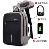 Backpack male USB charging backpack 14 inch computer bag business commuter password lock backpack big middle school students bag