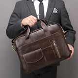 Cross-border Men's Briefcase Genuine Leather Men's Bag Business Bag 14 Inch Computer Bag Men's Portable Shoulder Business