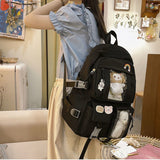 INS wind big capacity high school students bag female Korean version of the original ULZZANG cartoon shoulder bag junior high school backpack