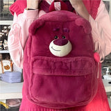 2022 autumn and winter new strawberry bear three-dimensional funny schoolbag heart cute plush schoolbag backpack