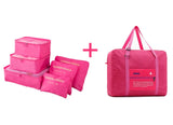 One Set Travel Bag Fashion High Quality Double Zipper Waterproof Polyester Women Travel Bag Luggage
