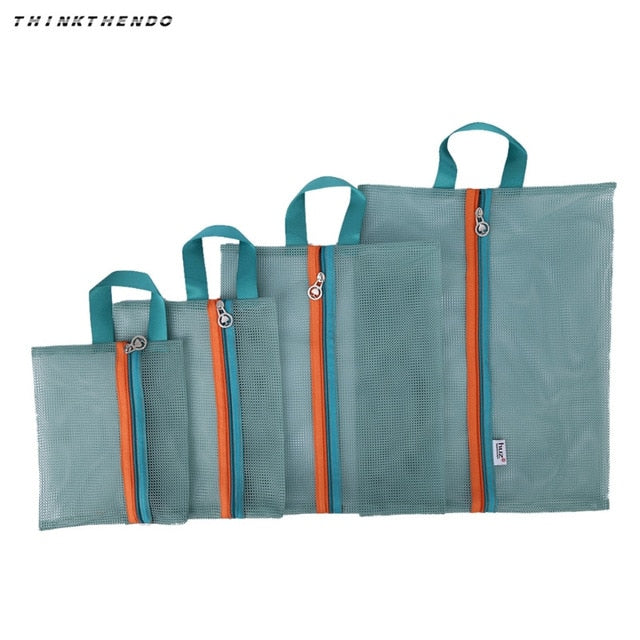 Popular 4pcs/Set Organizer Bags for shoes Clothes Travel Luggage Packing Mesh Pouch Organizer