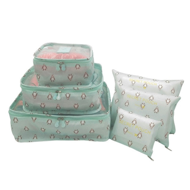 QIAQU 6 pcs / set Travel Organizer Storage Bag Portable Luggage Organizer Clothes Suitcase Bag