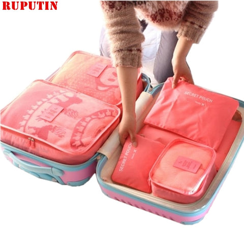 RUPUTIN 6PCS/Set Travel Mesh Bag Luggage Organizer Packing Cube Organizer For Clothing Socks