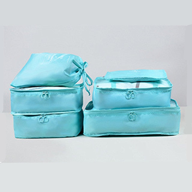 RUPUTIN New 6PCS/Set High Quality Cloth Waterproof Travel Mesh Bag In Bag Luggage Organizer Packing