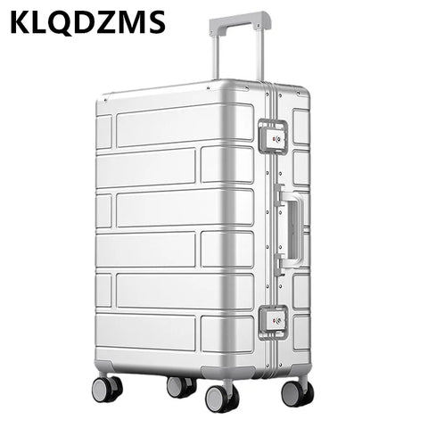 Premium Aluminum Magnesium Alloy Trolley Case Set - Men's 24" and 28" Travel Suitcase, Ladies 20" Boarding Box Cart Luggage