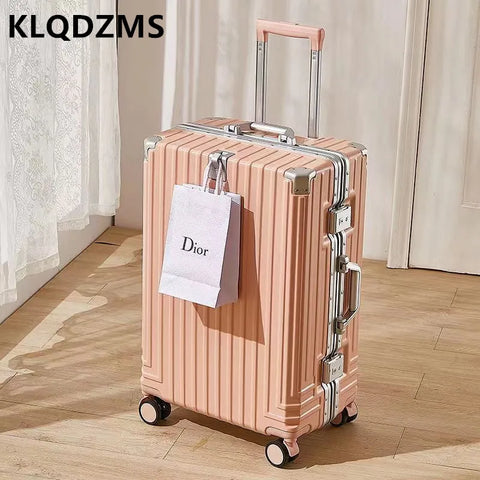 KLQDZMS Multifunctional Aluminum Frame Trolley Case - Large Capacity Suitcase (20"-28")