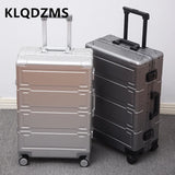 KLQDZMS 20"24"26"28" Inch Multifunctional All-Metal Aluminum-Magnesium Alloy Suitcase Unisex Cabin Lightweight Carry-On Luggage