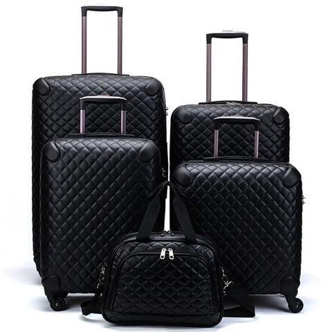 Business Trolley Case Travel Shoulder Handbag 4-Wheeled Suitcase Women Luggage PU Leather Plaid Storage Bag Baggage Cosmetic Box